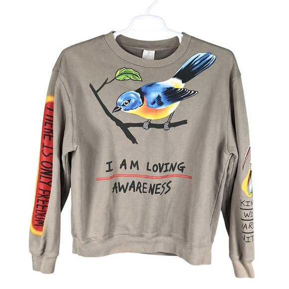 Street Wear Graphic Sweatshirt L Bird Skeleton Skater Uplifting Graffiti Hip Hop - Picture 7 of 15